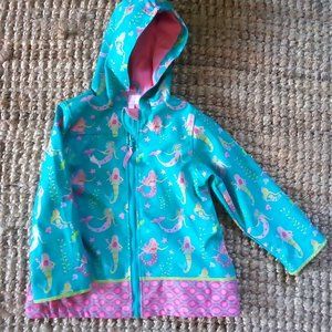 Stephen Joseph girl's mermaid lined raincoat, size 4 & 5
